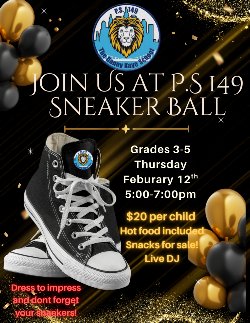Flyer describing upcoming event for sneaker ball